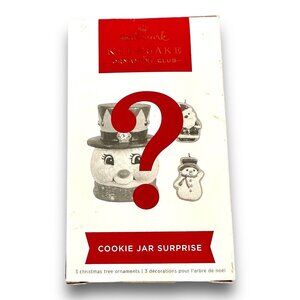 Hallmark Keepsake Cookie Jar Surprise Ornament Set With Santa & Snowman Miniatur